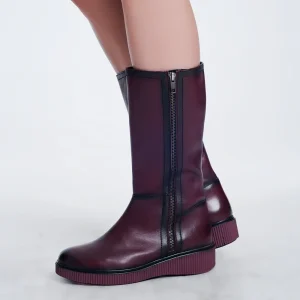 Botas con cremallera gruesos en granate